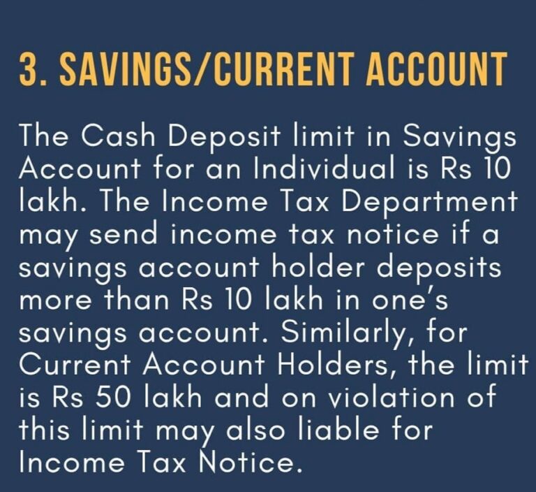 Cash deposit limit in bank account in a year as per income tax​