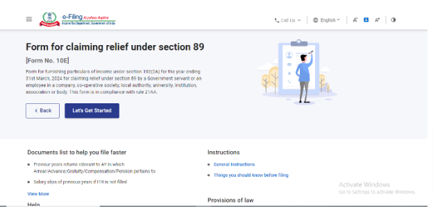 How To Fill Form 10E To Claim Relief Under Section 89(1)?